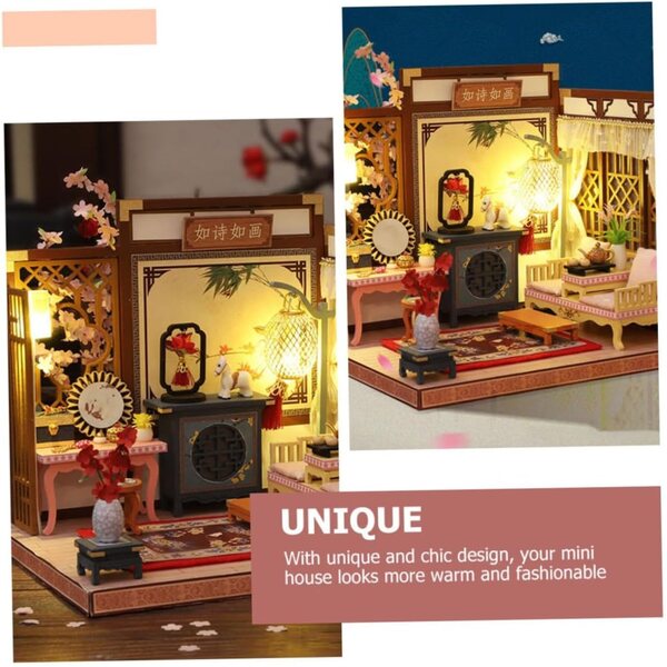 ERINGOGO Kit Casa in Miniatura Fai da Te in Legno per Decorazione Elegante e Raffinata