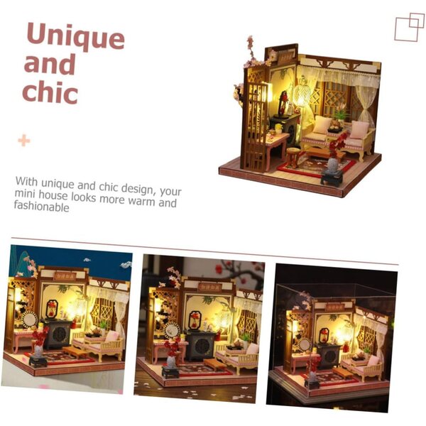 ERINGOGO Kit Casa in Miniatura Fai da Te in Legno per Decorazione Elegante e Raffinata