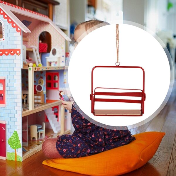 Mini Seggiovia in Legno e Ferro per Casa delle Bambole, Accessorio Decorativo Vivace