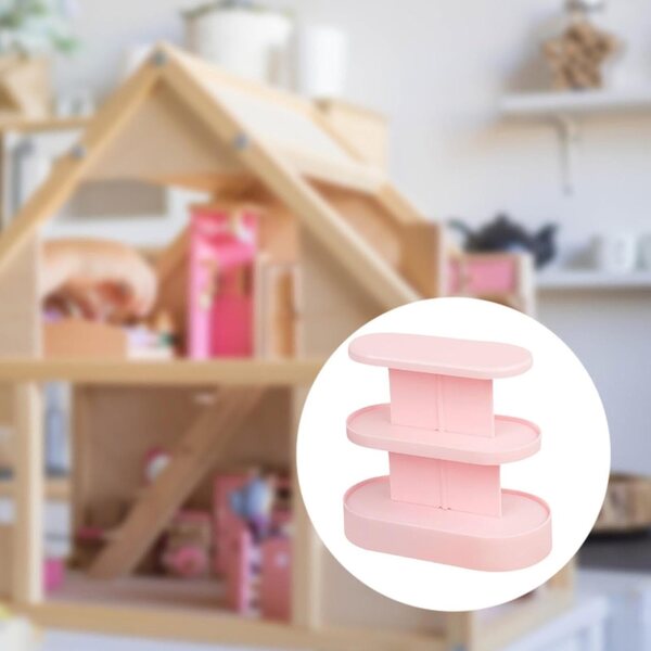 Vetrina Miniatura Rosa 1:12 per Casa delle Bambole con Scaffali per Cibi