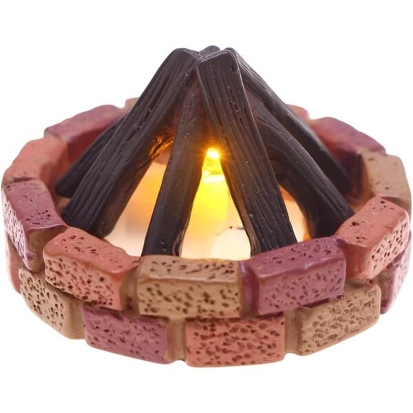 Puppenhaus-Miniatur-Lagerfeuer mit LED 5,5 x 5,5 x 3,5 cm aus realistischem Harz