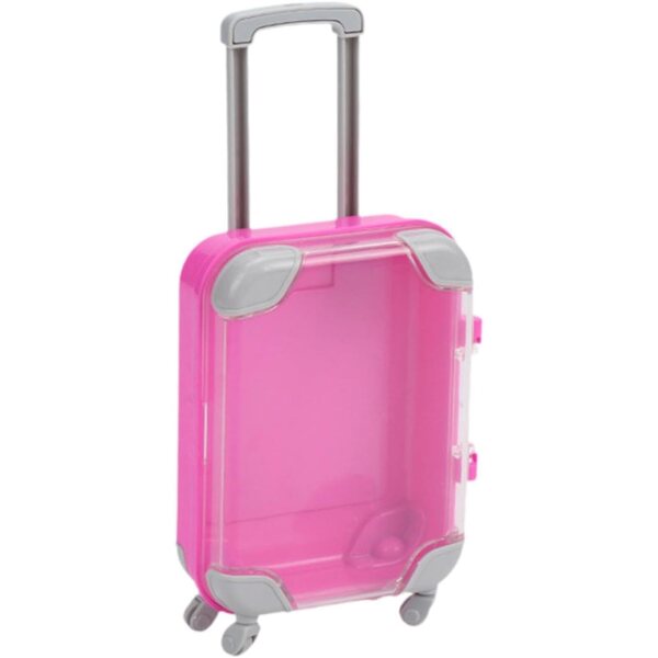 Mini valigia rosa per bambole da 16-18 pollici, porta gioielli e accessori, HuadaXtai