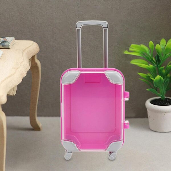 Mini valigia rosa per bambole da 16-18 pollici, porta gioielli e accessori, HuadaXtai