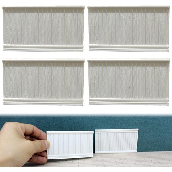 Rivestimenti boiserie bianchi per case delle bambole 1:12, set 4 pezzi 9,5x5,5 cm