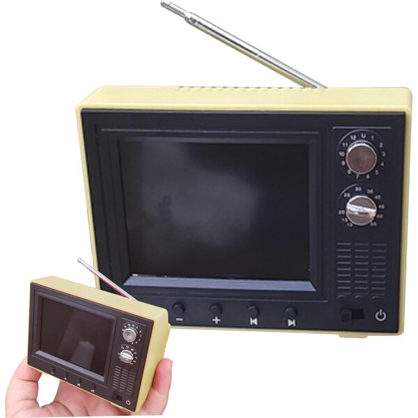 Mini TV Vintage in Scala 1:12 per Casa Bambole con Video e Ricarica USB