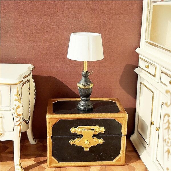 predolo Cassa del Tesoro in Legno Miniatura 1/12 per Casa delle Bambole Vintage