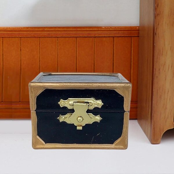 predolo Cassa del Tesoro in Legno Miniatura 1/12 per Casa delle Bambole Vintage