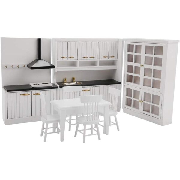 Irfora Set Mobili Cucina Miniatura Legno 9 Pezzi per Casa delle Bambole Scala 1/12