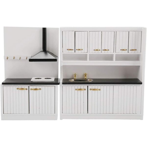 Irfora Set Mobili Cucina Miniatura Legno 9 Pezzi per Casa delle Bambole Scala 1/12