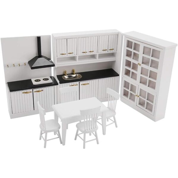 Irfora Set Mobili Cucina Miniatura Legno 9 Pezzi per Casa delle Bambole Scala 1/12
