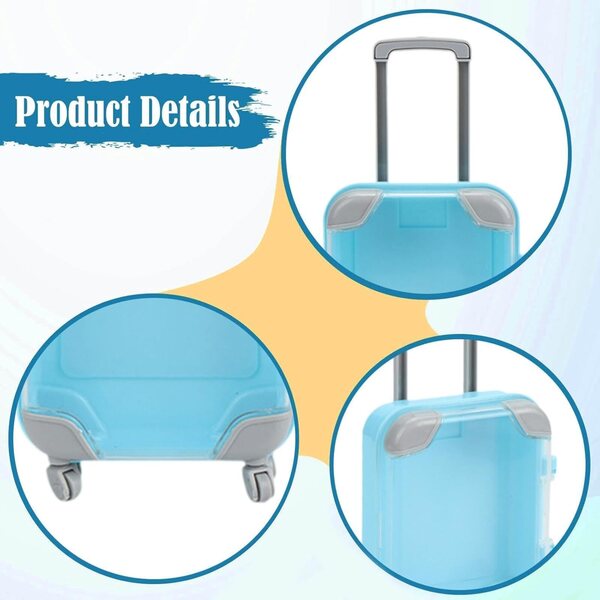 Luwecf Miniatur-Koffer für Puppen 16–18 Zoll, blau, Make-up-Zubehör-Organizer
