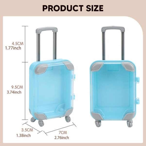 Luwecf Miniatur-Koffer für Puppen 16–18 Zoll, blau, Make-up-Zubehör-Organizer