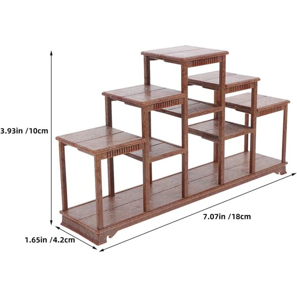 2 Pezzi Scaffale Miniatura in Plastica per Casa delle Bambole, Multilivello Marrone