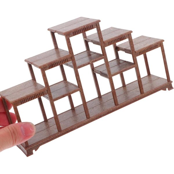 2 Pezzi Scaffale Miniatura in Plastica per Casa delle Bambole, Multilivello Marrone