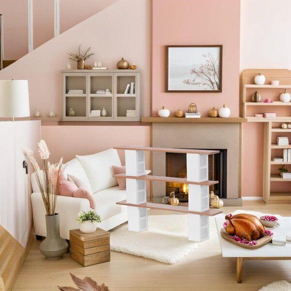 Scaffale Miniatura in Legno Ciliegio 3 Livelli per Case delle Bambole e Accessori