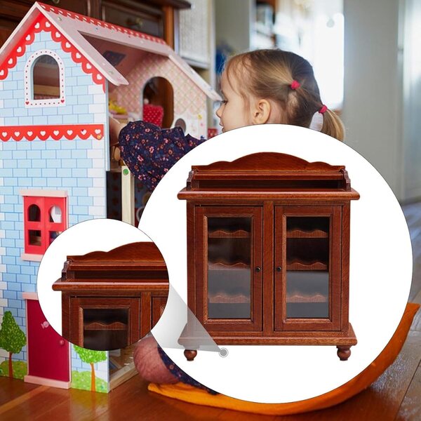 Miniaturschrank aus Holz im Maßstab 1:12 für Puppenhaus, Dekoration und Spiel