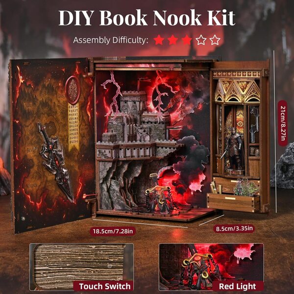 MiniCity Kit Angolo Libro fai da te con luci LED e design Art Nouveau in miniatura
