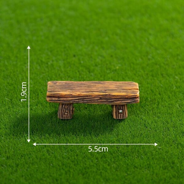 Set 3 Mini Panchine in Resina per Casa delle Bambole e Micro Paesaggi 5,5x1,9 cm