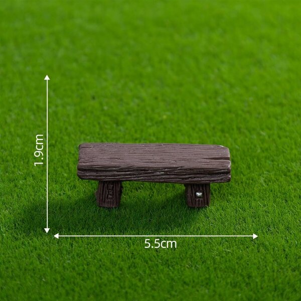 Set 3 Mini Panchine in Resina per Casa delle Bambole e Micro Paesaggi 5,5x1,9 cm