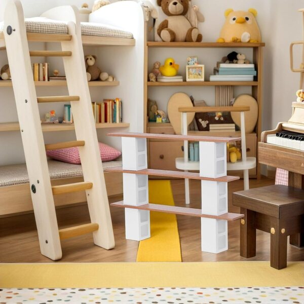 Miniatur-Bücherregal aus Kirschholz mit 3 Regalen für Puppenhäuser und Sammlungen