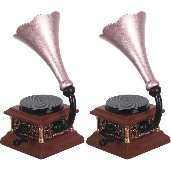 BESPORTBLE Mini Giradischi Vintage in Lega, Miniatura Decorativa per Case delle Bambole