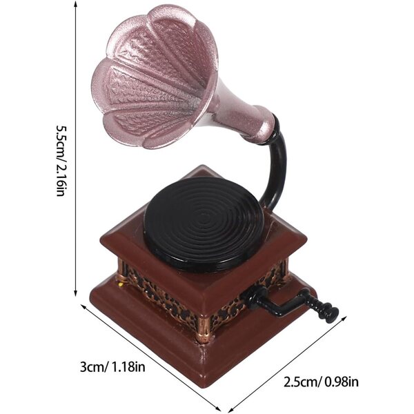BESPORTBLE Mini Giradischi Vintage in Lega, Miniatura Decorativa per Case delle Bambole