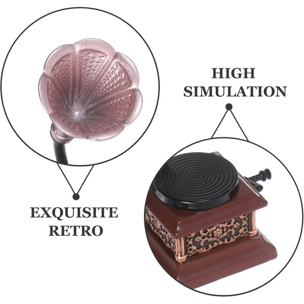 BESPORTBLE Mini Giradischi Vintage in Lega, Miniatura Decorativa per Case delle Bambole