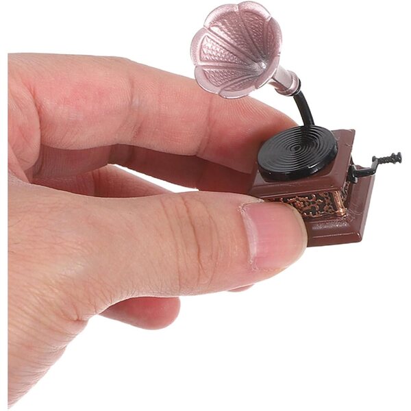 BESPORTBLE Mini Giradischi Vintage in Lega, Miniatura Decorativa per Case delle Bambole
