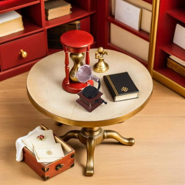BESPORTBLE Mini Giradischi Vintage in Lega, Miniatura Decorativa per Case delle Bambole