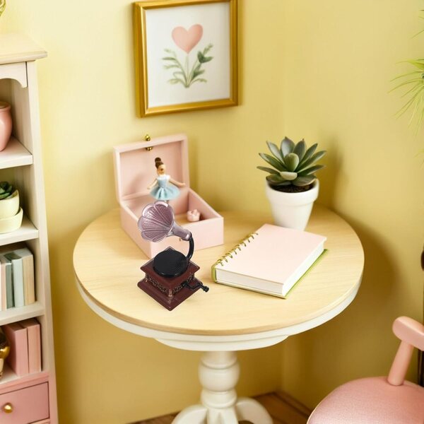 BESPORTBLE Mini Giradischi Vintage in Lega, Miniatura Decorativa per Case delle Bambole