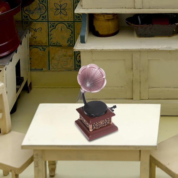 BESPORTBLE Mini Giradischi Vintage in Lega, Miniatura Decorativa per Case delle Bambole