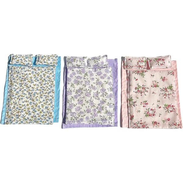 Set biancheria da letto per casa delle bambole 1/12 in tessuto realistico RKJRTK