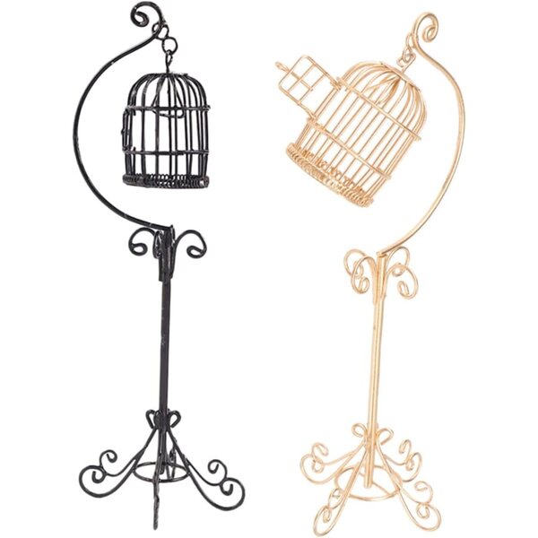 2 Pezzi Gabbie Vintage in Metallo per Casa delle Bambole Decorazione Micro Paesaggio