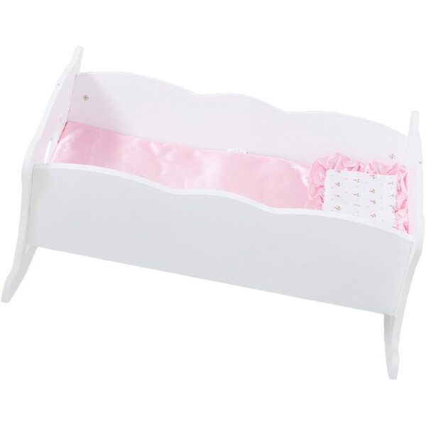 Culla in Legno Bianco per Bambole 18 Pollici con Design a Dondolo e Set Completo