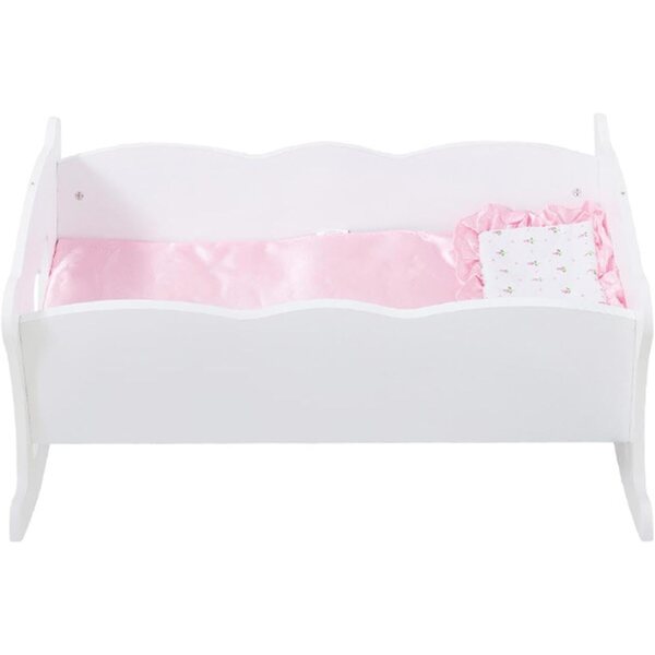 Culla in Legno Bianco per Bambole 18 Pollici con Design a Dondolo e Set Completo