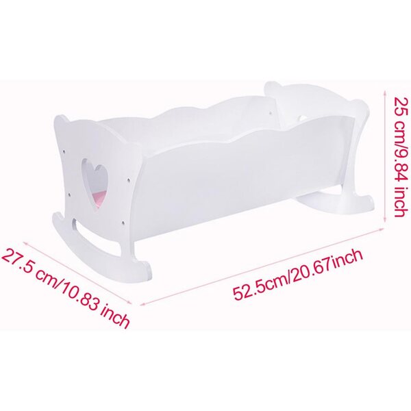 Culla in Legno Bianco per Bambole 18 Pollici con Design a Dondolo e Set Completo