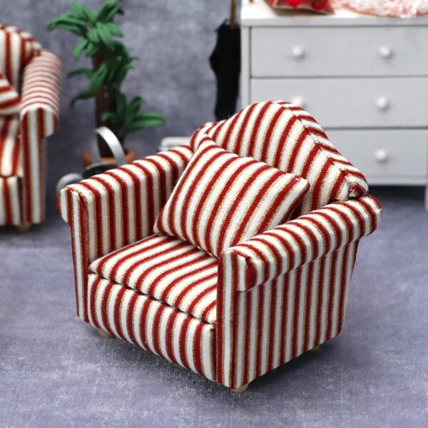 3-teiliges Miniatur-Sofa-Set im Maßstab 1:12 für Puppenhaus mit Kissen