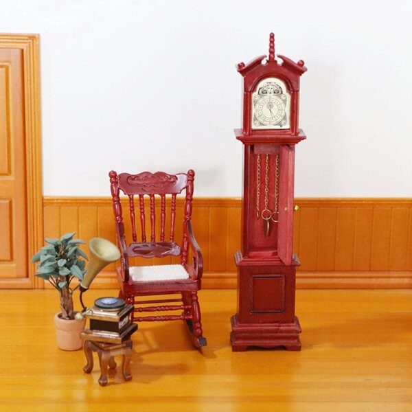 Orologio a pendolo in miniatura in legno per casa delle bambole scala 1:12
