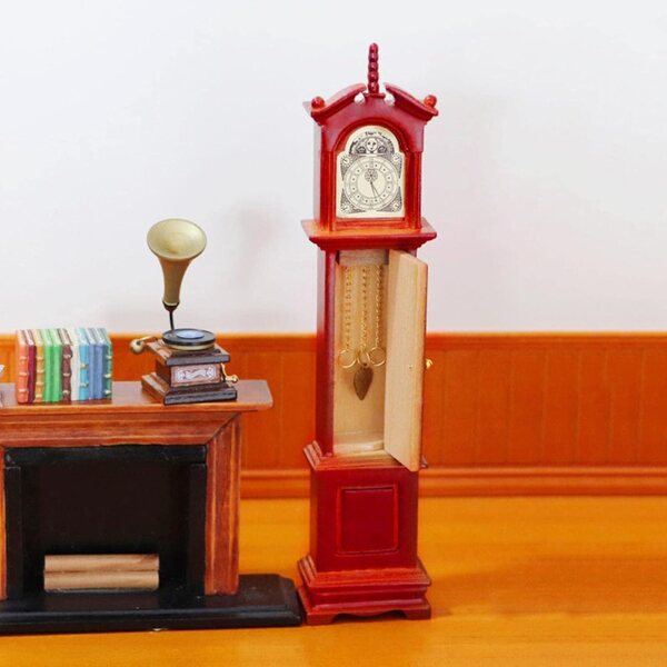 Orologio a pendolo in miniatura in legno per casa delle bambole scala 1:12