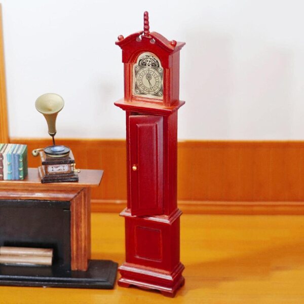 Orologio a pendolo in miniatura in legno per casa delle bambole scala 1:12
