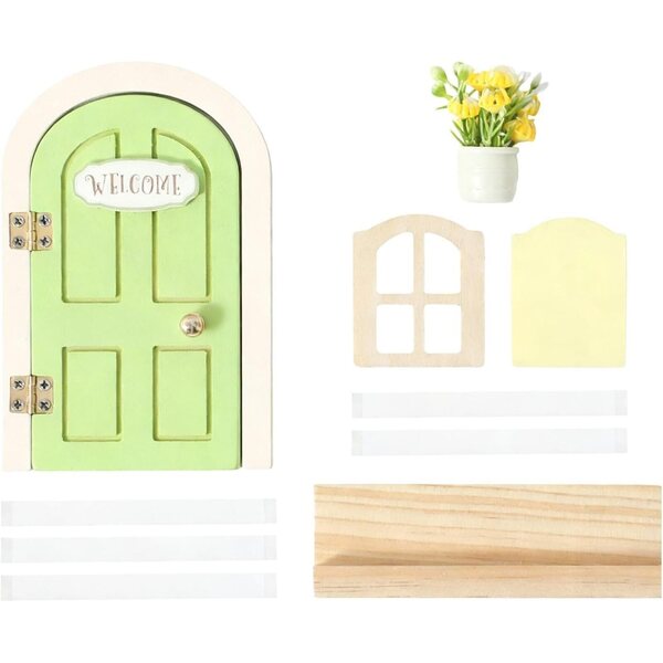 Porta delle Fate in Legno Naturale, Decorazione Magica per Bambini e Stanza da Principessa