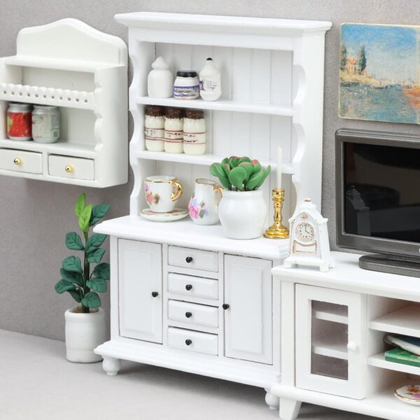 1:12 Massivholz-Minihaus mit Schrank für Puppenhäuser und Modellbau