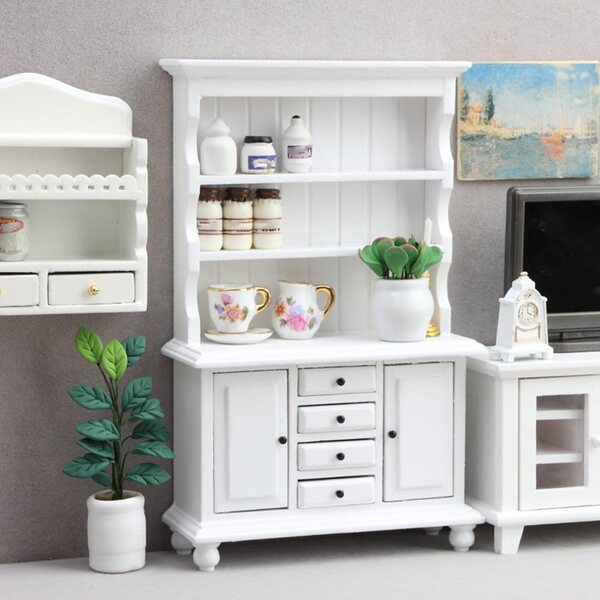 1:12 Massivholz-Minihaus mit Schrank für Puppenhäuser und Modellbau