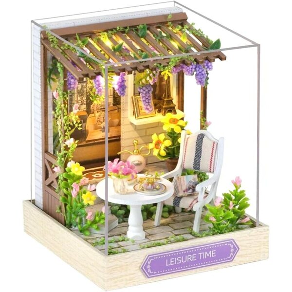 Kit Casa Miniatura con Luce per Decorazioni Artigianali in Legno 9x9x15 cm