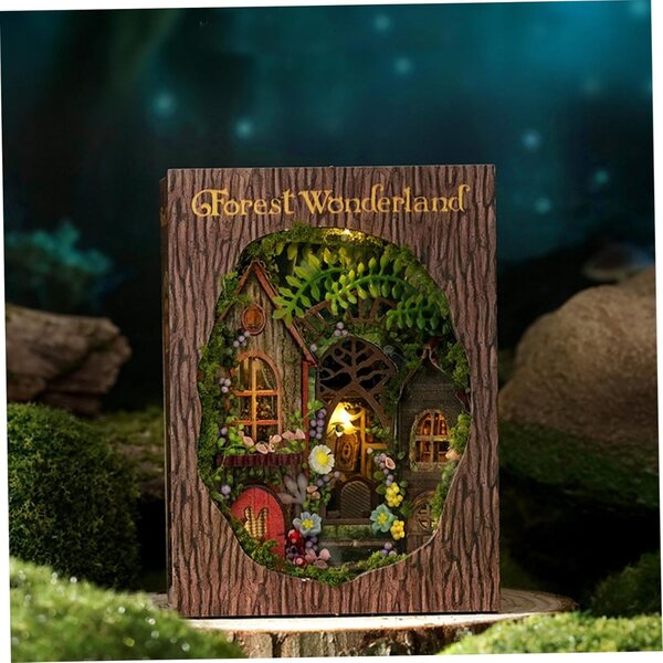 3D-beleuchteter Mini-Holzhaus-Bausatz – Magisches Wunderland zum Selbermachen