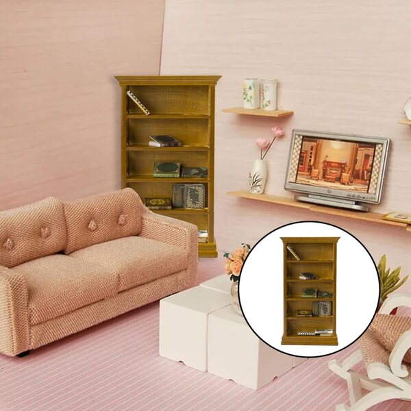 1:12 Puppenhaus Mini-Bücherregal aus Holz, handgefertigte Miniaturmöbel