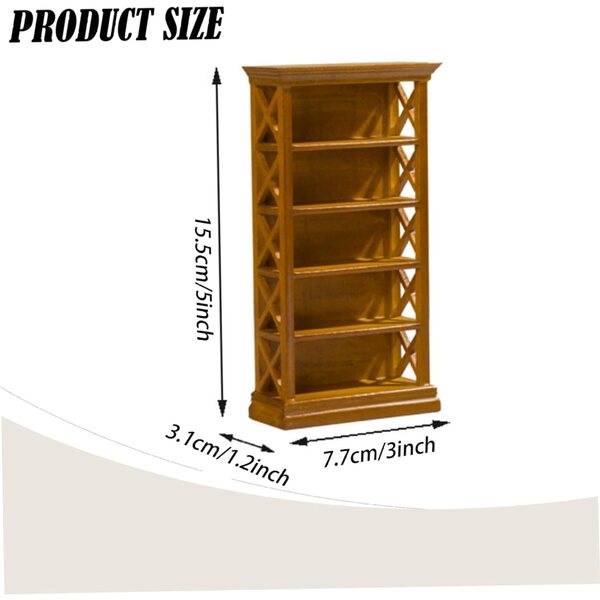1:12 Puppenhaus Mini-Bücherregal aus Holz, handgefertigte Miniaturmöbel