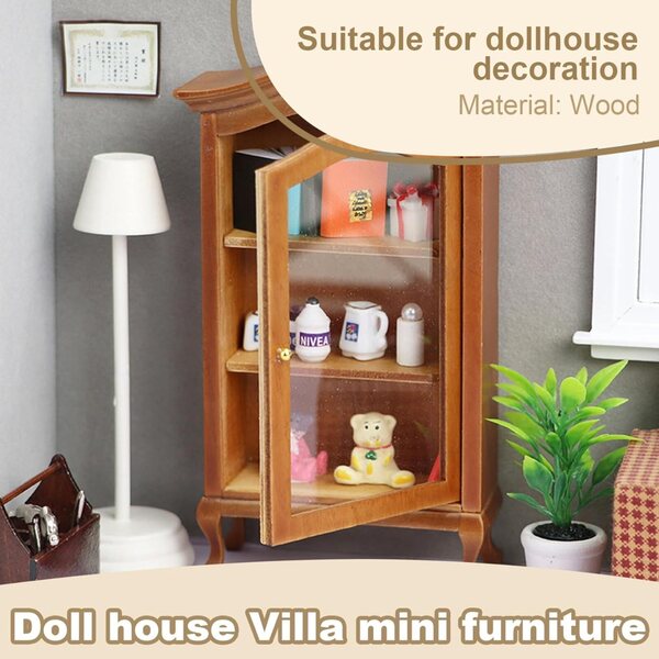 Bücherregal aus Holz für Puppenhaus 1:12 mit 3 Regalen – Farbe Braun