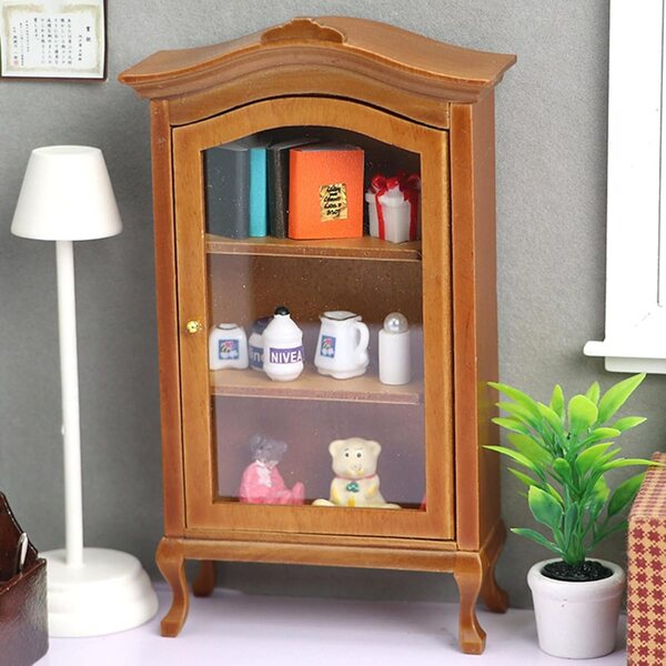 Bücherregal aus Holz für Puppenhaus 1:12 mit 3 Regalen – Farbe Braun