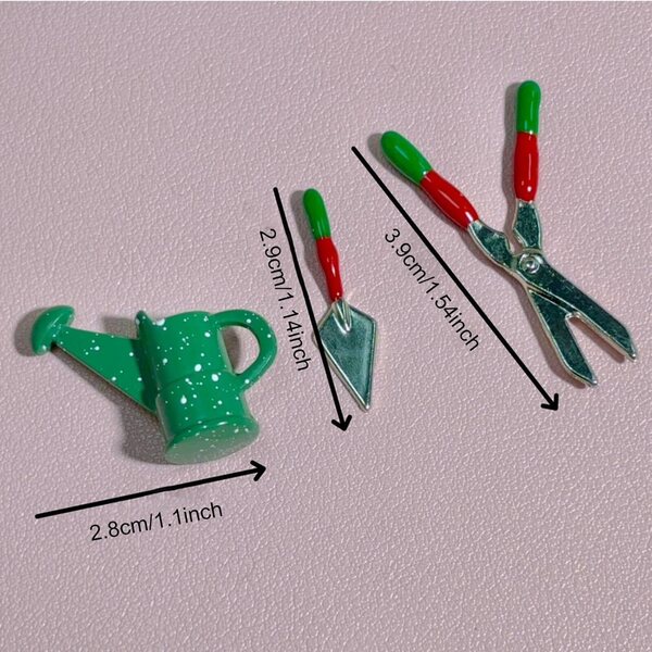 Set mit 3 1/12 Miniatur-Gartengeräten für Puppenhäuser, realistisches Zubehör